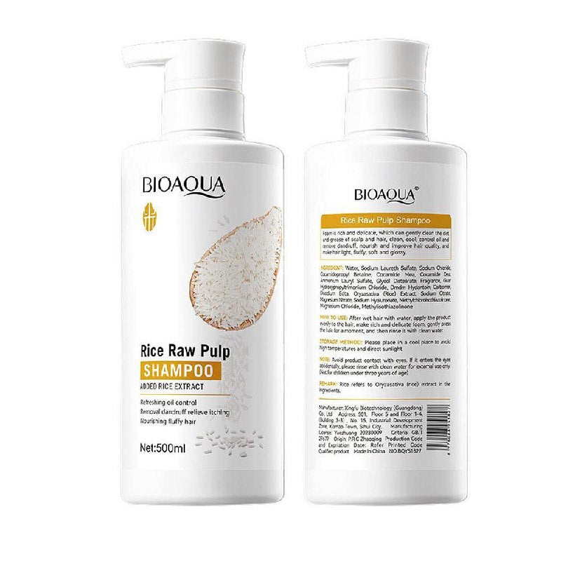 SHAMPOO ANTICASPA CON PULPA CRUDA DE ARROZ BIOAQUA 500ML