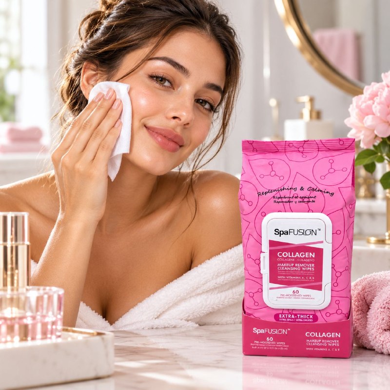 TOALLITAS HUMEDAS FACIALES DESMAQUILLANTES Y LIMPIADORAS DE COLAGENO SPA FUSION 60UND