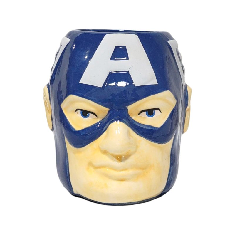 TAZA DE CERAMICA, RESISTENTE AL CALOR, MANGO CREATIVO DISEÑO ABS MARVEL CAPITAN AMERICA