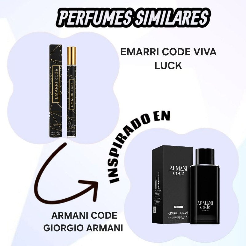 PERFUME DE TUBO EMARRI CODE VIVA LUCK 35ML 1 UND (DUPE ARMANI CODE GIORGIO ARMANI)