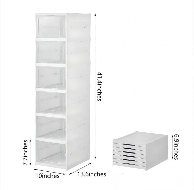 ORGANIZADOR DE ALMACENAMIENTO DE ZAPATOS PLASTICO RESISTENTE Y DURADERO DE 6 CAPAS PLEGABLE, FACIL INSTALACION, MAXIMIZA EL ESPACIO COLOR BLANCO