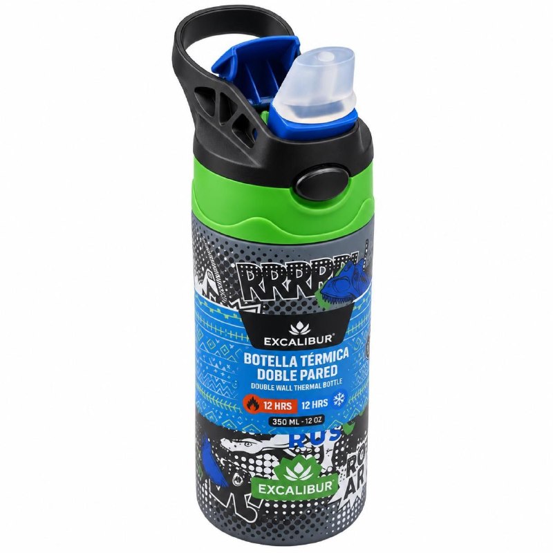 BOTELLA TERMICA DE DOBLE PARED CON ASA PARA NIÑOS EXCALIBUR 350ML