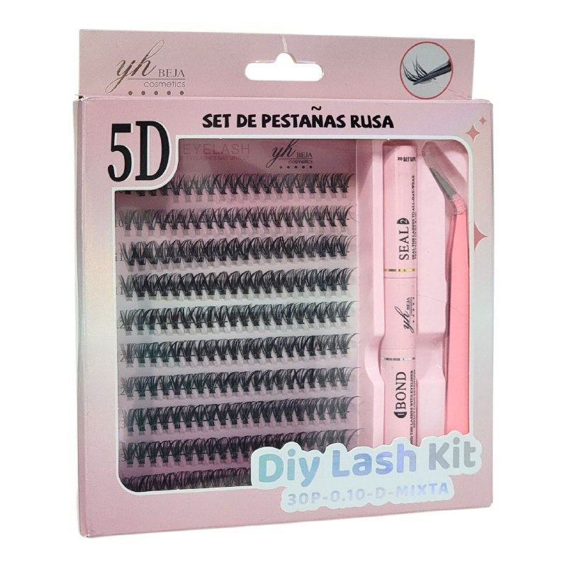 SET DE PESTAÑAS RUSA 5D CON UN ADHESIVO BOND PARA FIJAR Y UN SEAL PARA SELLAR