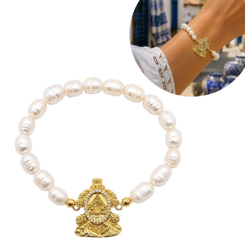 PULSERA DE ENCHAPE ELASTICA PARA DAMA CON DISEÑO DE HONDURAS