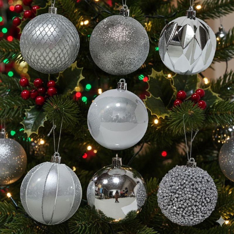 DECORACION ADORNO NAVIDEÑO PAQUETE DE 24 BOLAS DECORATIVAS, 8CM 49X64X49  IDEALES PARA DARLE UN TOQUE UNICO A TU ARBOL DE NAVIDAD