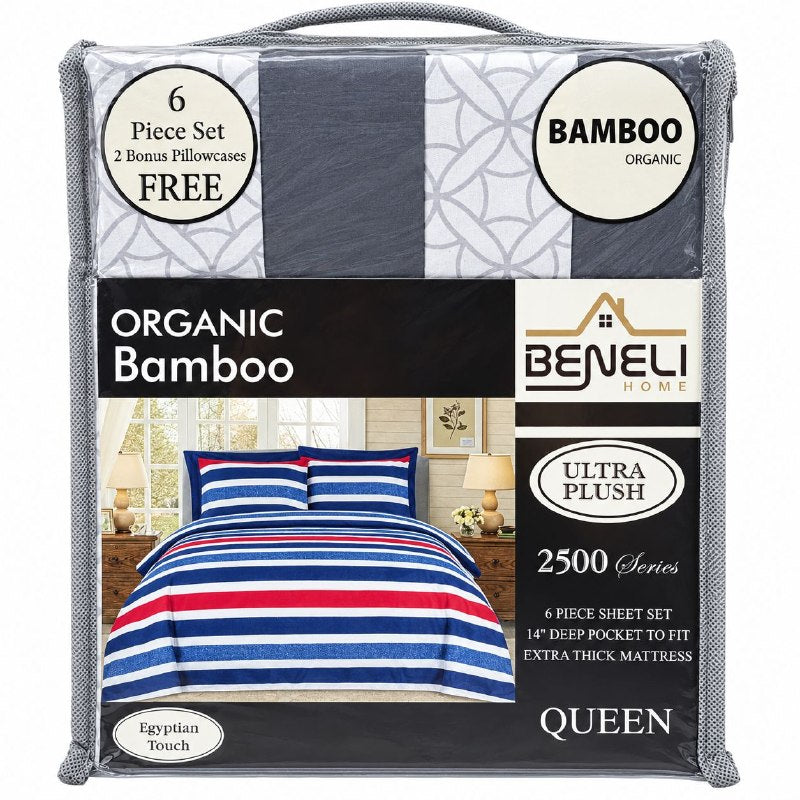 JUEGO DE SABANAS QUEEN DE 6 PIEZAS EN MICROFIBRA Y BAMBU BENELI HOME