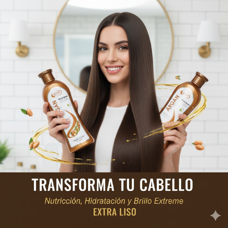 SET DE SHAMPOO Y ACONDICIONADOR DE ACEITE DE ARGAN HIDRATANTE Y DA BRILLO STAY BEAUTIFUL 1000MLX2