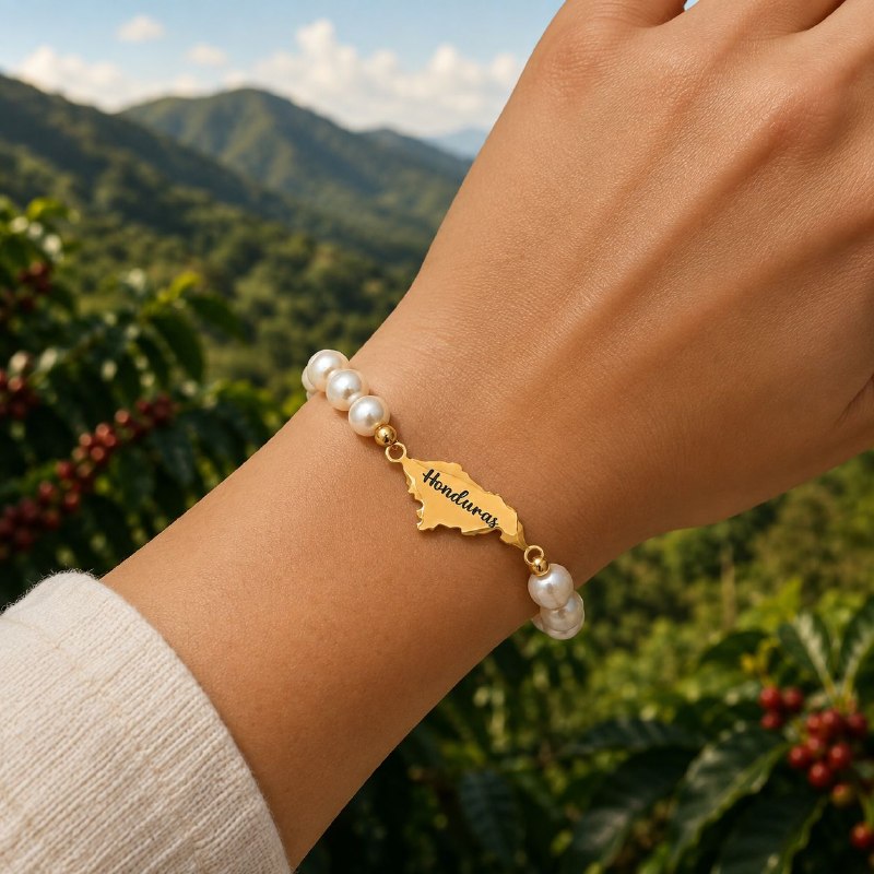 PULSERA DE ENCHAPE ELASTICA PARA DAMA CON DISEÑO DE HONDURAS