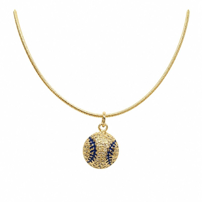GARGANTILLA DE ENCHAPE PARA DAMA CON DISEÑO DE PELOTA DE BEISBOL 2.3CM