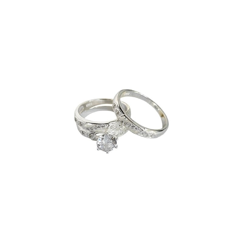 ANILLO DE COMPROMISO CON CIRCON EN TRIO DE PLATA 9.25 PESO: 8.6G