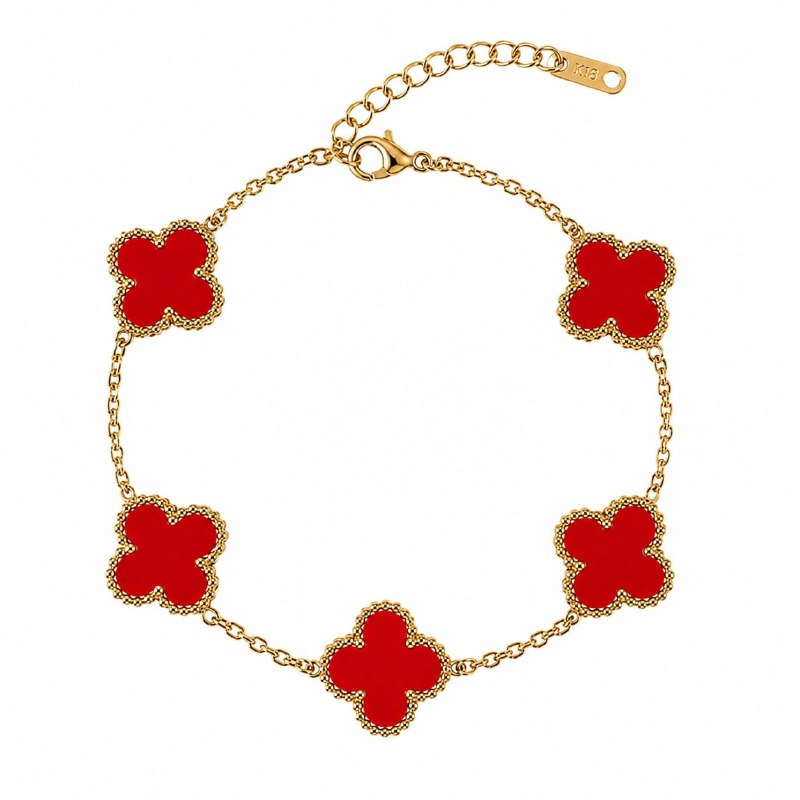 PULSERA DE ENCHAPE PARA DAMA CON DISEÑO DE FLOR 19CM (DUPE DE VAN CLEEF)