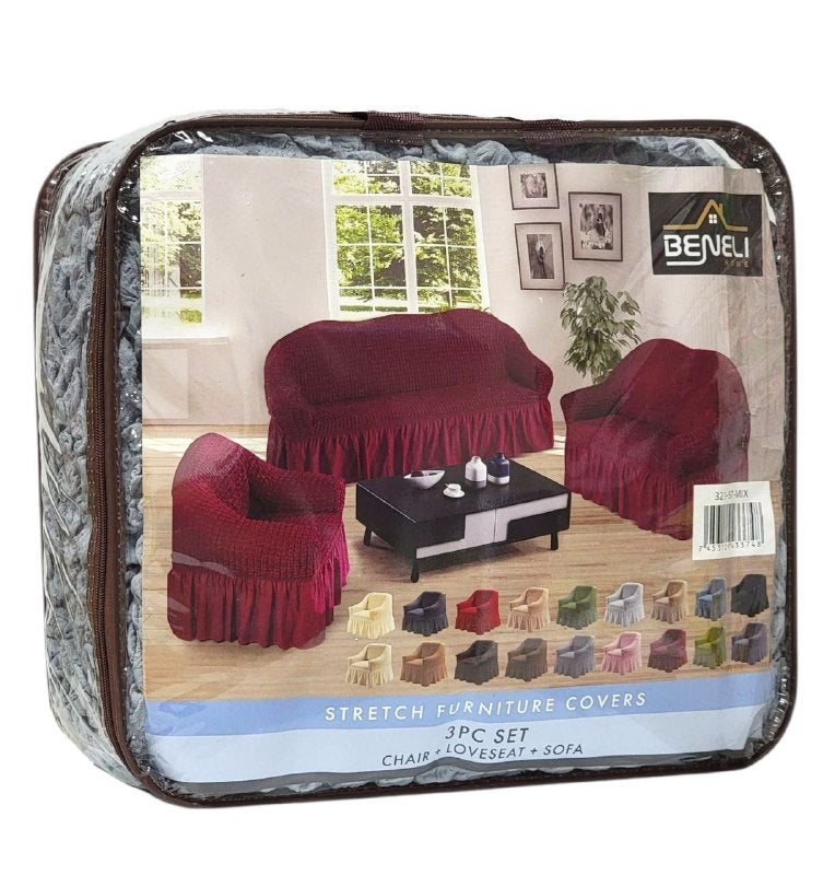 SET DE FORROS ELASTICOS DE MUEBLES, JUEGO DE 3 PIEZAS PARA MUEBLES VARIOS COLORES BENELI HOME