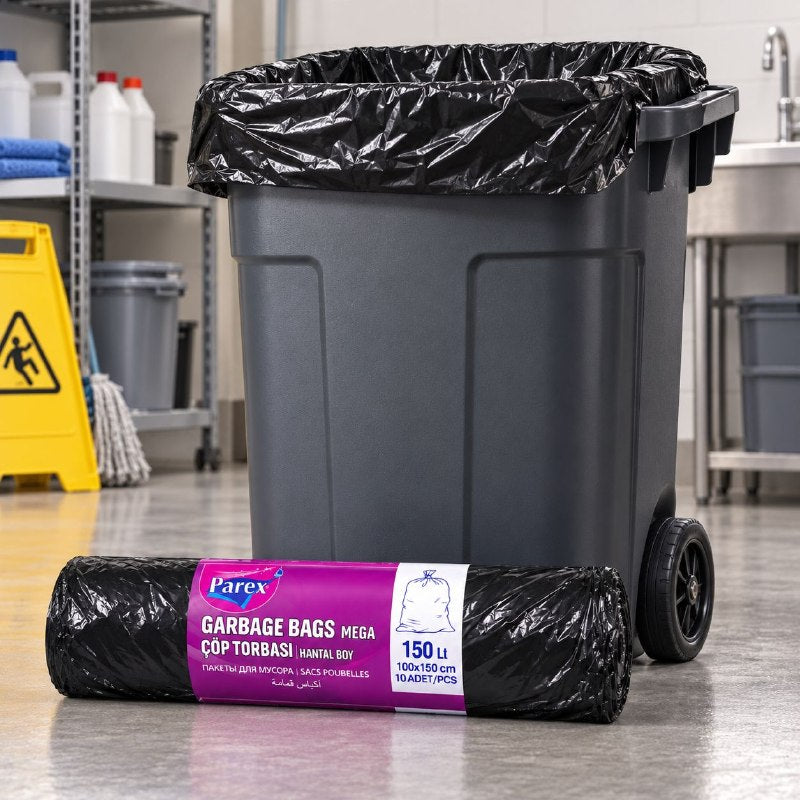 BOLSAS PARA BASURA EXTRA GRANDES DE 150L USO PESADO PAREX 10UND