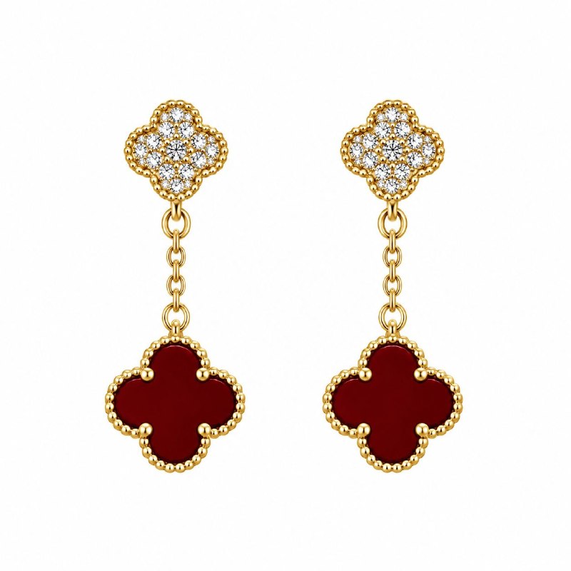 ARITOS DE ENCHAPE PARA DAMA CON DISEÑO DE FLOR 2.6CM (DUPE DE VAN CLEEF)