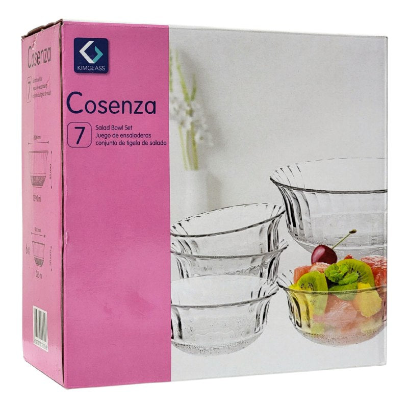 JUEGO DE ENSALADERAS DE VIDRIO CON RELIEVE 7PCS COSENZA