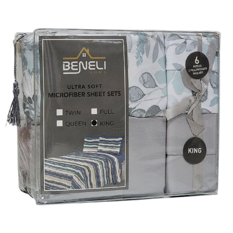 JUEGO DE SABANAS CAMERA DE 6 PIEZAS KING BENELI HOME, 13 ESTILOS