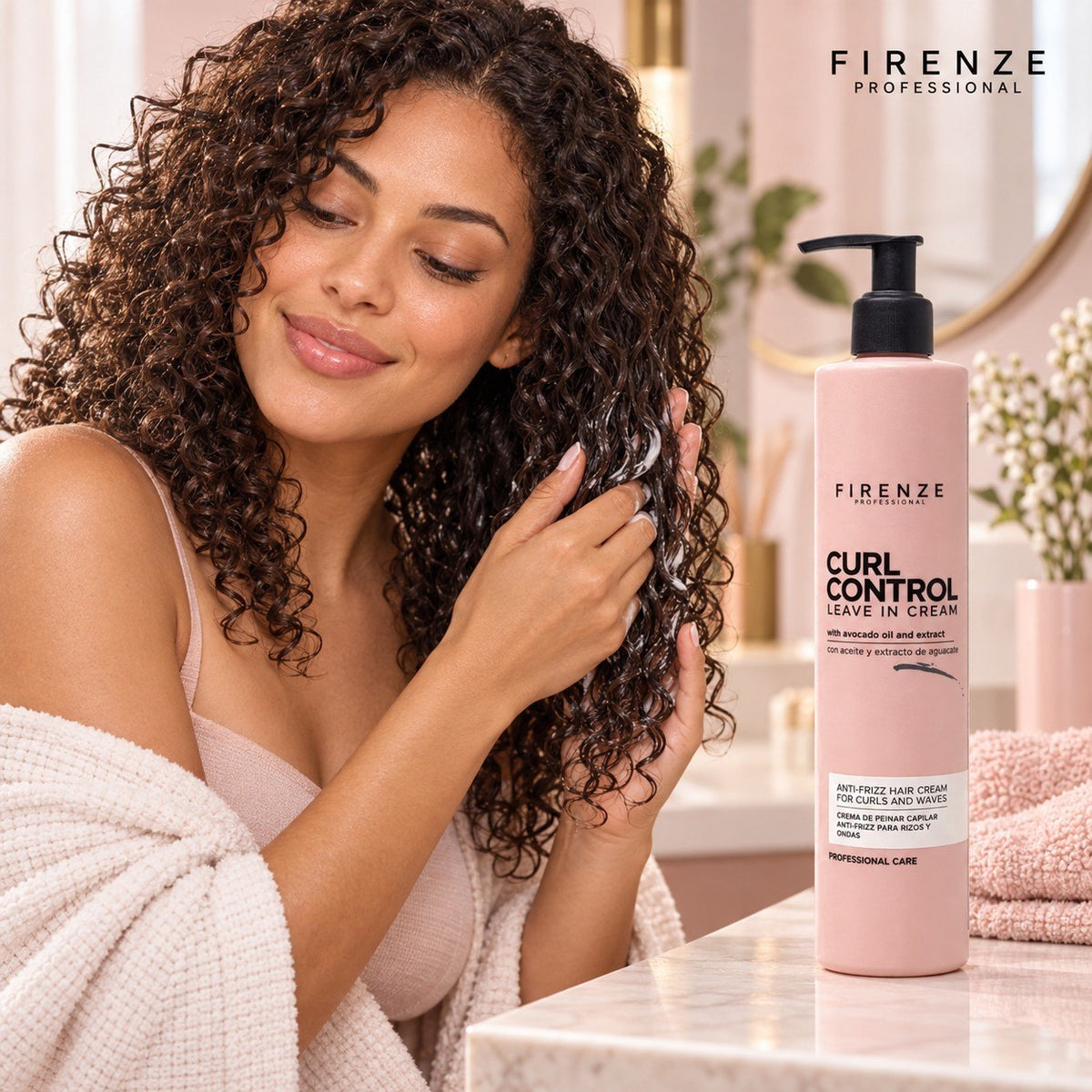 CREMA PARA PEINAR ESPECIALIZADA PARA RIZOS Y ONDULADOS ANTI FRIZZ DE ACEITE DE AGUACATE HIDRATANTE FIRENZE 300ML