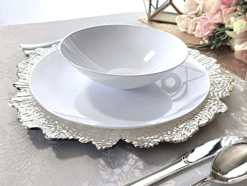 PLATO DE CARGA DECORATIVO PLATEADO DE PLASTICO 32CM