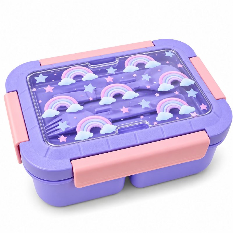 RECIPIENTE PANA PARA ALIMENTOS HERMETICA DE 3 COMPARTIMIENTOS CON CUBIERTOS PARA NIÑOS(AS) FRESH GUARD 1400ML