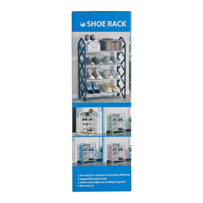 ORGANIZADOR ZAPATERA COMPACTA ARMABLE DE 4 NIVELES DE ACERO TUBULAR DE ALTA DURABILIDAD SHOE RACK 58X42X18.5CM
