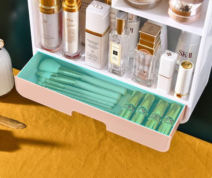 ORGANIZADOR DE MAQUILLAJE CON ESPEJO INTEGRADO GRAN CAPACIDAD