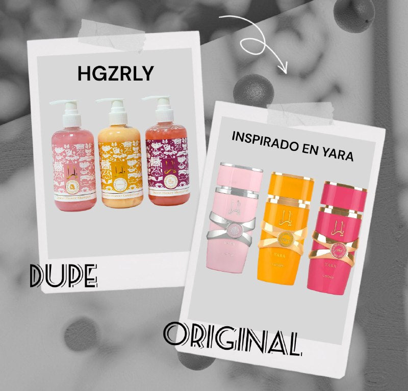 GEL DE DUCHA EN SET DE BAÑO, GEL DE DUCHA 300ML, SHAMPOO PARA EL CABELLO 300ML, ACONDICIONADOR 300ML HGZRLY DUPE DE LATTAFA YARA, CANDY Y TOUS