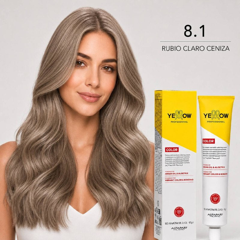 TINTE PERMANENTE PARA EL CABELLO CON ACEITE DE ARGAN Y ALOETRIX TONO 8.1 RUBIO CLARO CENIZA ALFAPARF 100ML