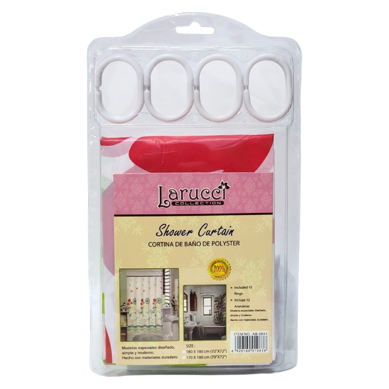 CORTINA DE DUCHA DE POLYSTER, SIMPLE Y MODERNO CON 12 ARANDELAS Y MATERIALES DURADEROS 180X180CM LARUCCI SHOWER CURTAIN 16 ESTILOS