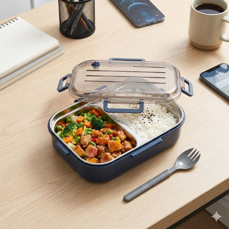 RECIPIENTE PANA PARA ALIMENTOS CON BANDEJA DE ACERO INOXIDABLE Y DOBLE CAPA LOTUS 20X15X6CM