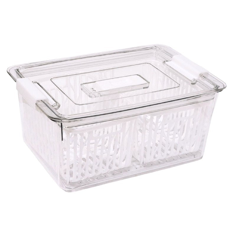 RECIPIENTE ALMACENADOR PARA ALIMENTOS DE DOBLE CAPA MANTIENE FRESCURA DRAIN CRISPER