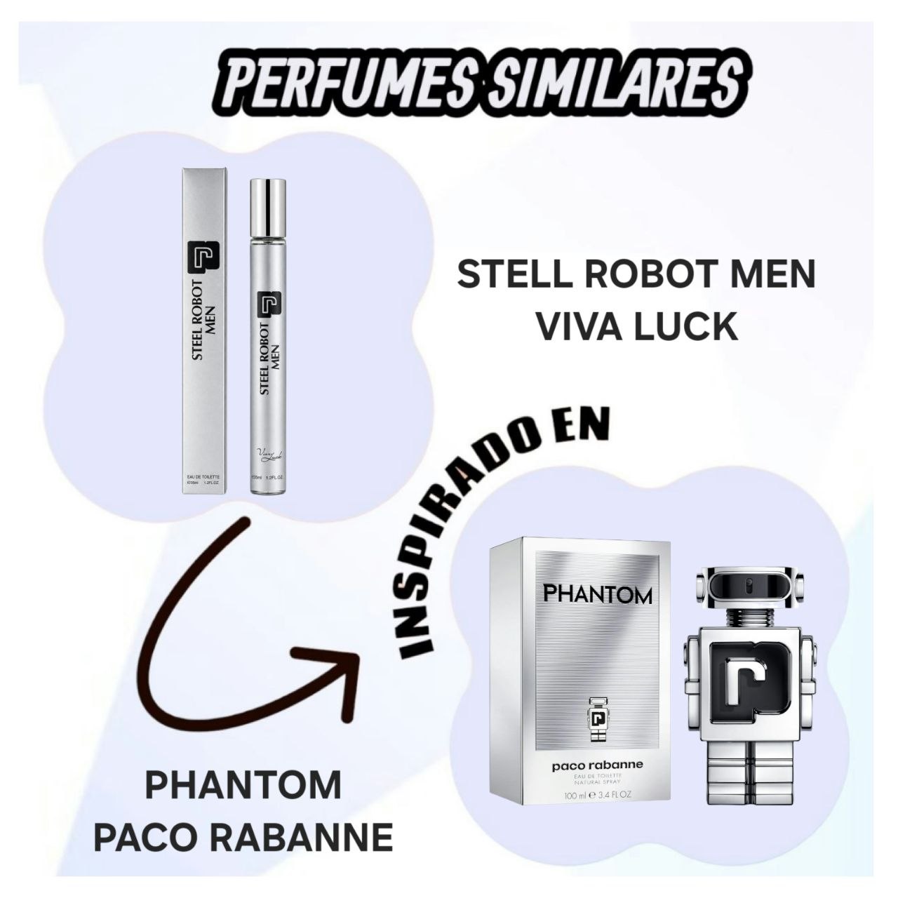 PERFUME DE TUBO STEEL ROBOT MEN VIVA LUCK 35ML 1 UND (DUPE PHANTOM PACO RABANNE)
