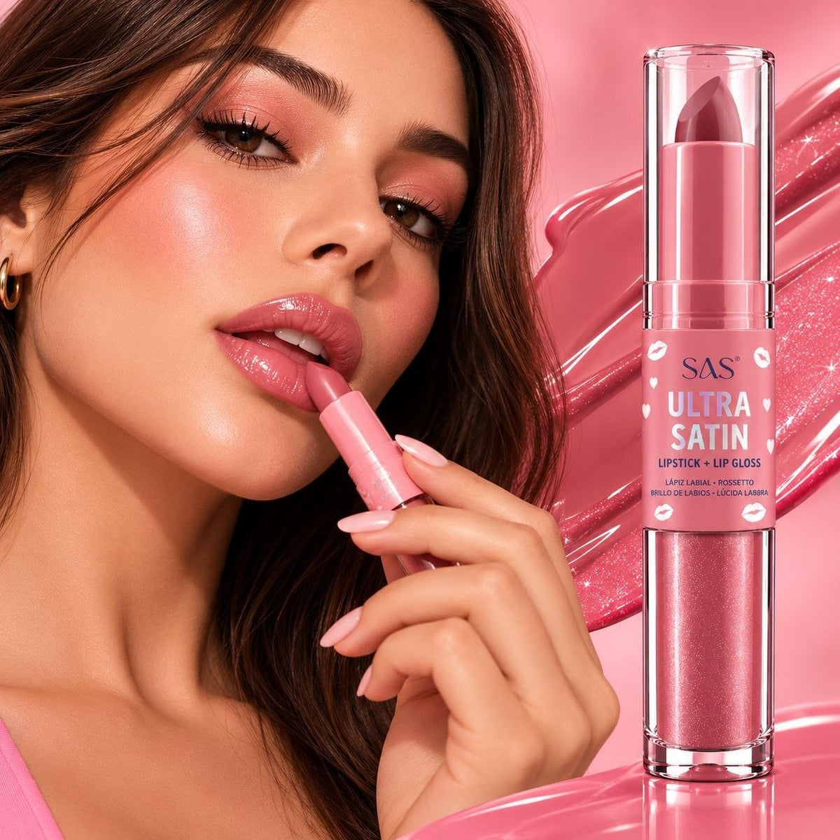 LABIAL Y BRILLO LABIAL 2 EN 1 ACABADO SATINADO ULTRA SATIN ECONÓMICO SAS