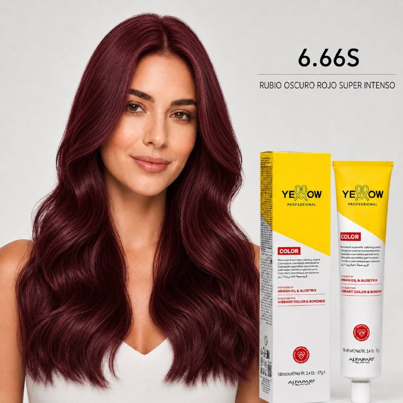 TINTE PERMANENTE PARA EL CABELLO CON ACEITE DE ARGAN Y ALOETRIX TONO 6.66S RUBIO OSCURO ROJO SUPER INTENSO ALFAPARF 100ML