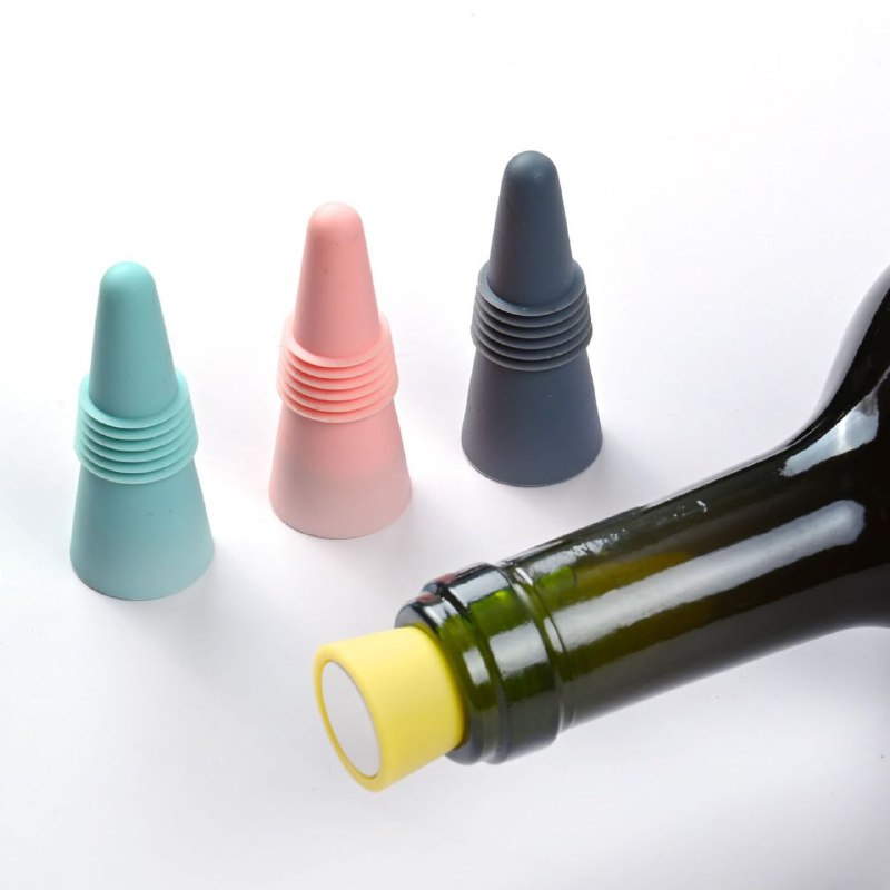 SET DE TAPONES HERMETICOS PARA BOTELLAS DE VINO Y CONSERVACION DE BEBIDAS DE SILICONA 4PCS