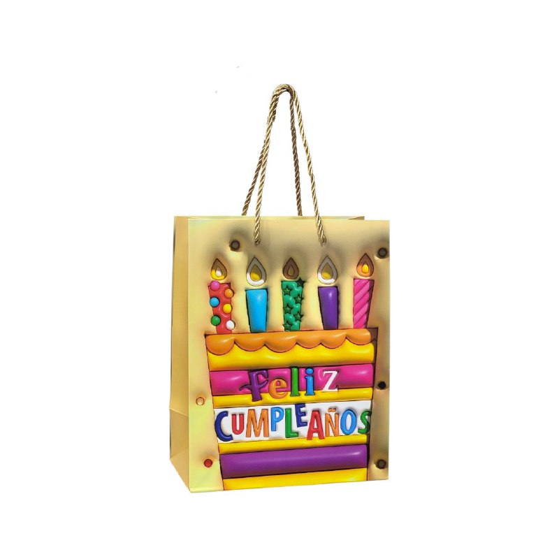 BOLSA DE REGALO FELIZ CUMPLEAÑOS PEQUEÑA 18X10X23CM