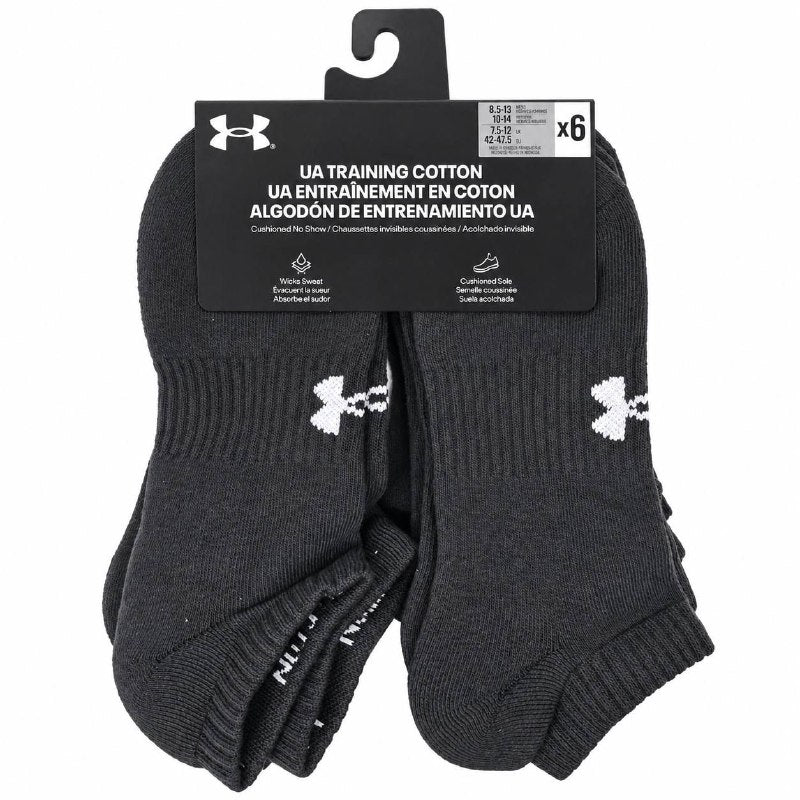 CALCETA TOBILLERA INVISIBLE ACOLCHADA UNDER ARMOUR ORIGINAL UNISEX 6 PARES TALLA HOMBRE 8.5-13  TALLA MUJER 10-14