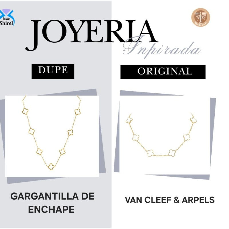 GARGANTILLA DE ENCHAPE PARA DAMA CON DISEÑO DE FLOR 2.2CM (DUPE DE VAN CLEFF)