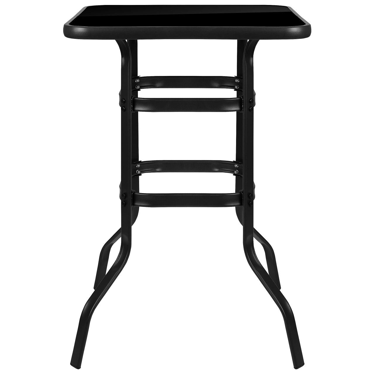 MESA COMEDOR DE BISTRO PARA PATIO AL AIRE LIBRE, CON 2 SILLAS DE METAL INCLUIDAS, MESA ALTA CON BATTA DE VIDRIO TEMPLADO HOMESTAR 104X80X49CM