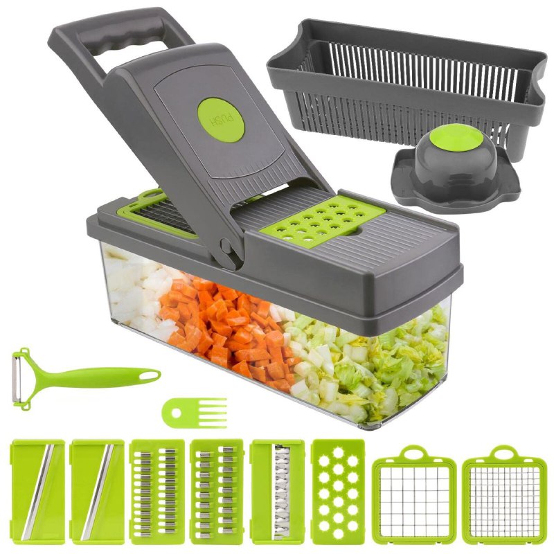 MAQUINA CHISMOLERA, 14 PIEZAS CORTADORA DE VERDURAS 14 EN 1 MULTIFUNCIONAL KITCHEN IDEAS VEGGIE SLICER 10X33.5X12.5CM