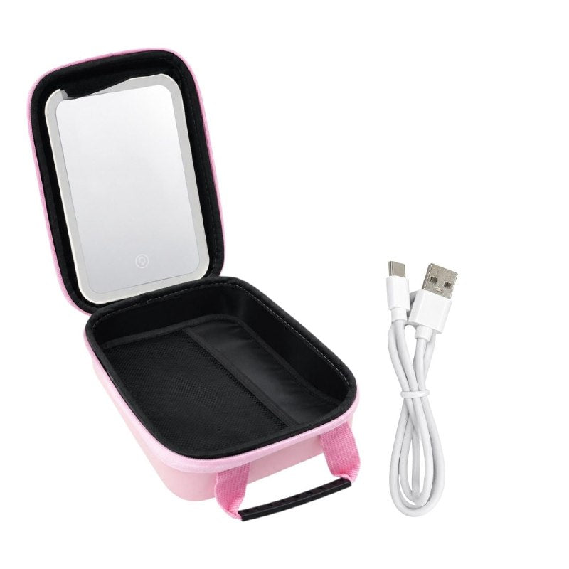 ORGANIZADOR ESTUCHE DE MAQUILLAJE PORTATIL CON ESPEJO LED 22X14CM