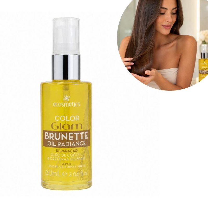 ACEITE PARA CABELLOS CASTAÑOS REPARADOR E ILUMINADOR CON ACEITE DE COCO Y NUEZ DE BRASIL ECOSMETICS 60ML