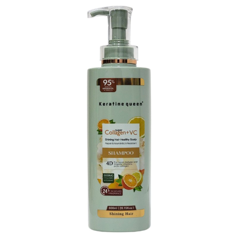 SHAMPOO FORTALECEDOR REEVITALIZANTE CON COLAGENO Y VITAMINA C KERATINE QUEEN 800ML