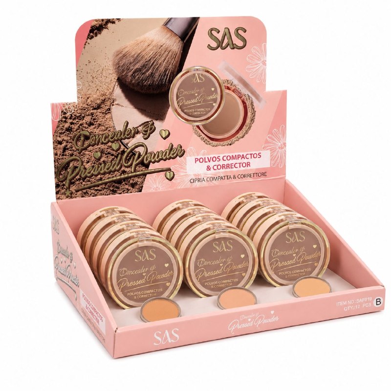 POLVOS COMPACTOS Y CORRECTOR EN CREMA PORTÁTIL MAQUILLAJE ECONÓMICO SAS 6.2g 4.7g
