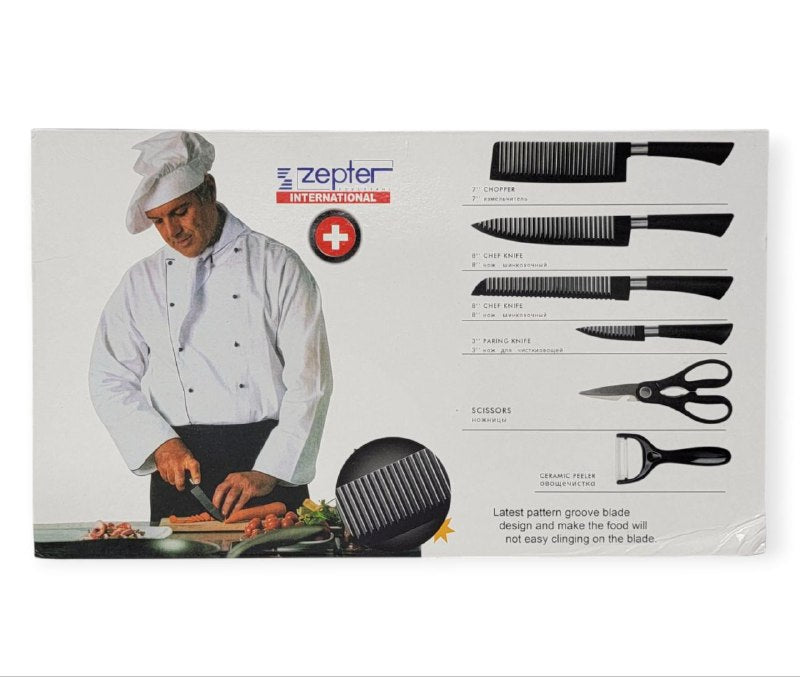JUEGO DE CUCHILLOS DE COCINA EN SET REVESTIMIENTO ANTIADHERENTE DE ACERO INOXIDABLE ZEPTER EDELSTAHL 6UND