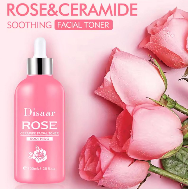 TONICO FACIAL CON CERAMIDA, CALMANTE, REPARADOR Y ILUMINADOR, BLANQUEA, HIDRATA, REAFIRNA LOS POROS DISAAR BEAUTY SKINCARE ROSE CERAMIDE 100ML