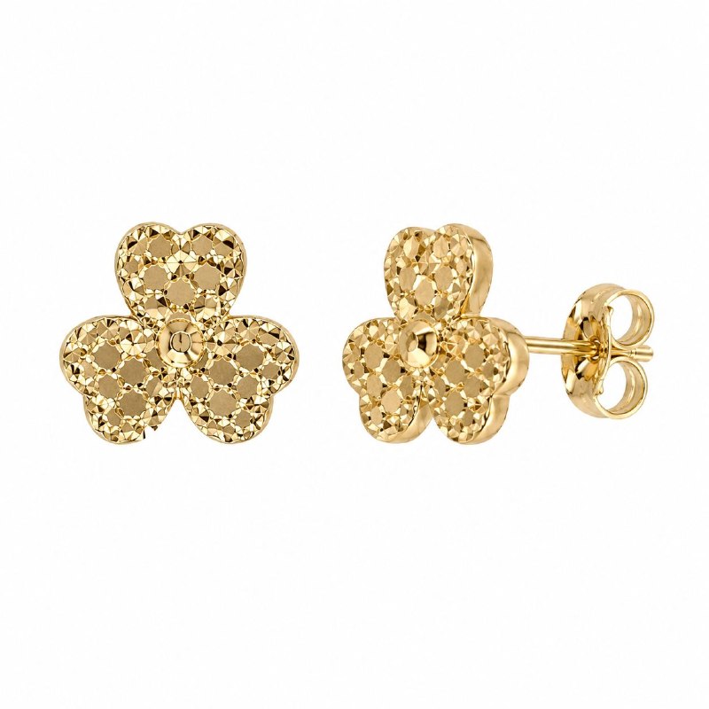 ARITOS DE ENCHAPE PARA DAMA CON DISEÑO DE TREBOL 1CM (DUPE VAN CLEFF)