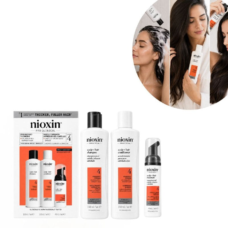 SET DE 3 PASOS EN FORMATO DE VIAJE EFECTO ANTICAIDA, PROTECTOR DE COLOR Y DENSIFICADOR PARA CABELLO TEÑIDO NIOXIN