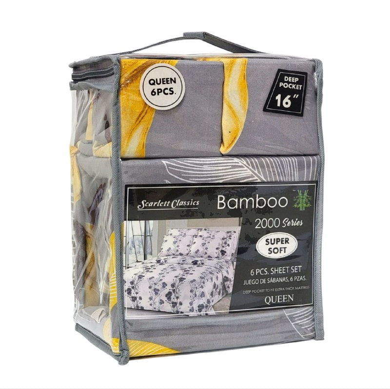 JUEGO DE SABANAS CAMERA DE 6 PIEZAS QUEEN SCARLETT CLASSICS BAMBOO, 54 ESTILOS