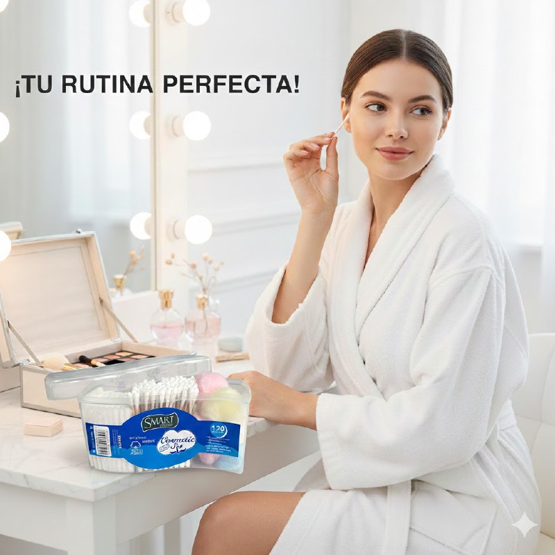 SET COSMETICO DE CUIDADO FACIAL HISOPOS, ALMOHADILLAS Y ALGODON TODO EN UNO SMART CHOICE 120UND