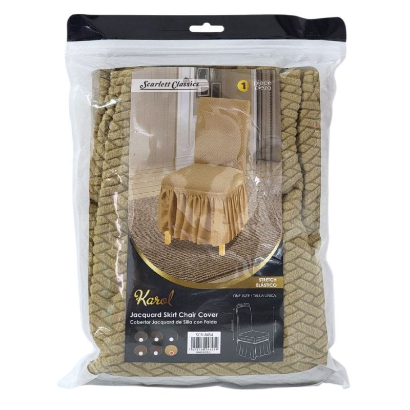 COBERTOR PROTECTOR ELASTICA PARA SILLA ANTIDESLIZANTE ELEGANTE CON FALDA SCARLETT CLASSICS 40X50CM